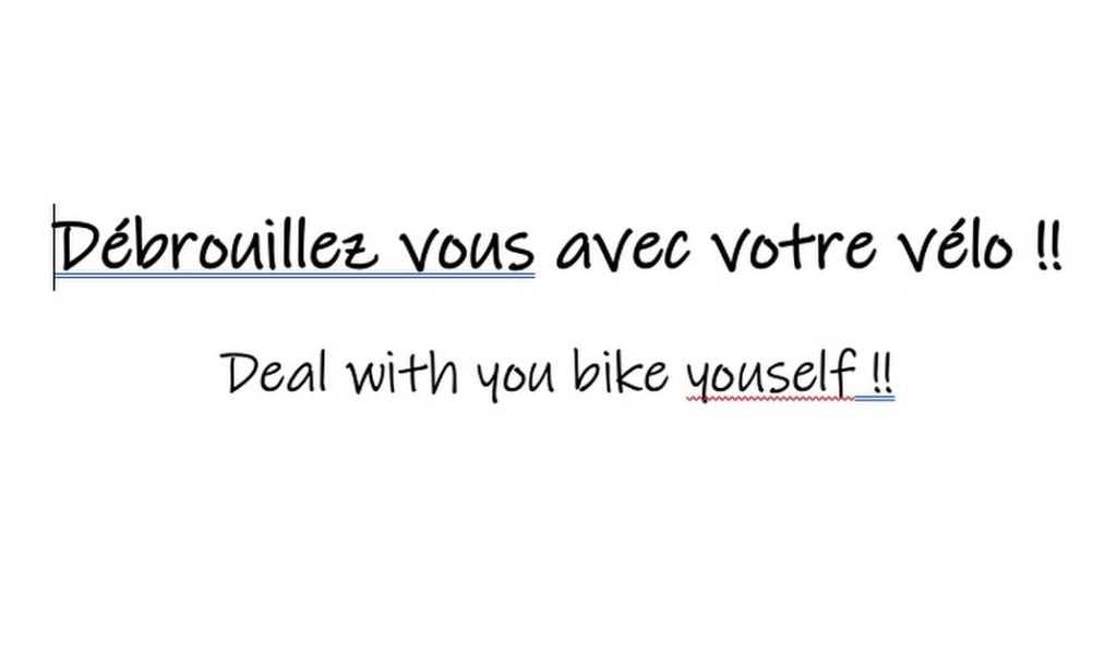 Une entrée en matière péchue pour avoir votre attention ! La Cyclothèque vous propose des cours de mécanique. On fait les travaux pratiques sur votre vélo, vous fixez le programme. Un(e) seul(e) "élève" par session de 1 à 2 heures. Pendant l'ouverture du magasin ou en soirée. 45 € de l'heure, 75 les deux. Renseignements et inscriptions 0667012503 ou hello@lacyclotheque.fr One punchy headline to get your attention ! Fancy learning to fix your pushbike ? We propose one to one in shop tutorials using your bike for practice. Teaching in English no problem. During business hours or after. 45 € for a one hour tuition, 75 for two. More info by calling 0667012503 or by mail hello@lacyclotheque.fr